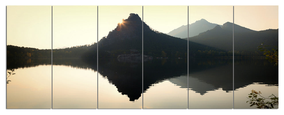 National Park Burabay at Sunset, Landscape Canvas Art Print, 70"x28", 6 Panels