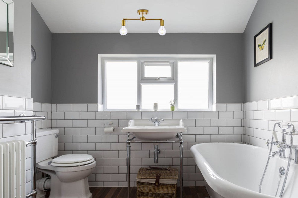 Zac 2-Light Brass Flush Mount