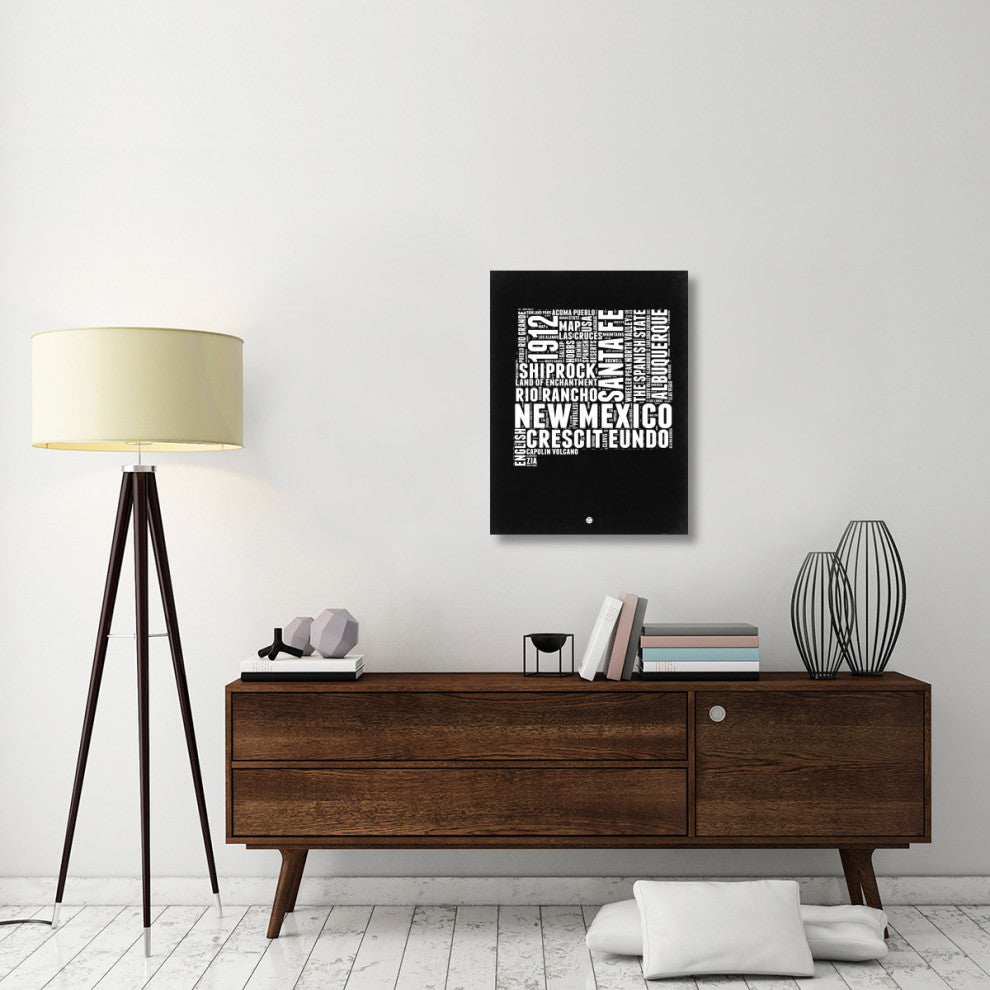 "New Mexico Black and White Map" Fine Art Print
