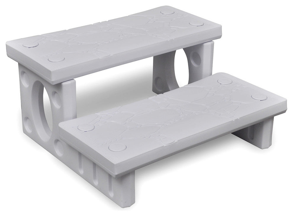 vidaXL Spa Hot Tub Steps Plastic White Multipurpose Non-Slip Reversibl
