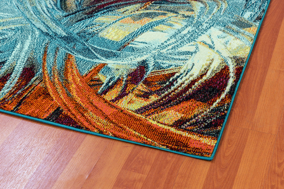 ZODIAC 6622-536 Blue, Multi Area Rug, 7.10'x10.10'