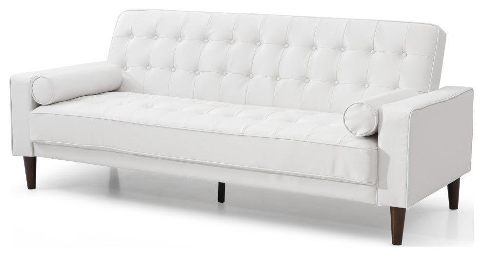 Navi Sleeper Sofa, White Faux Leather