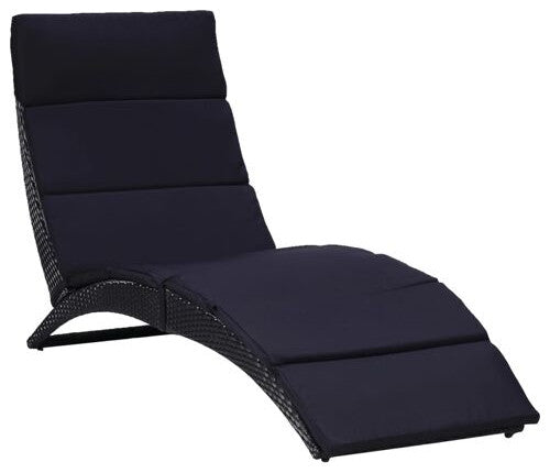 vidaXL Sunbed Grey Poly Rattan Standard Foldable Folding Sun Lounger