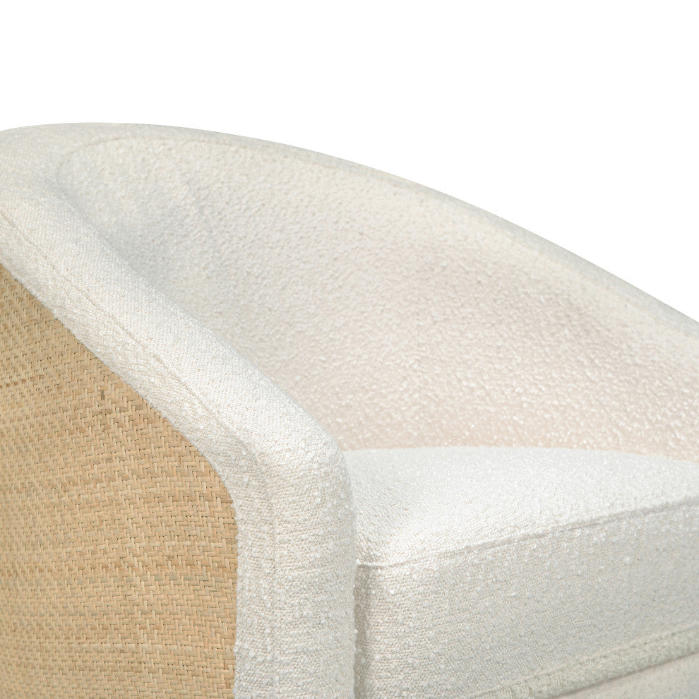Madison Swivel Glider, Ivory Boucle & Cane With Light Wood Base