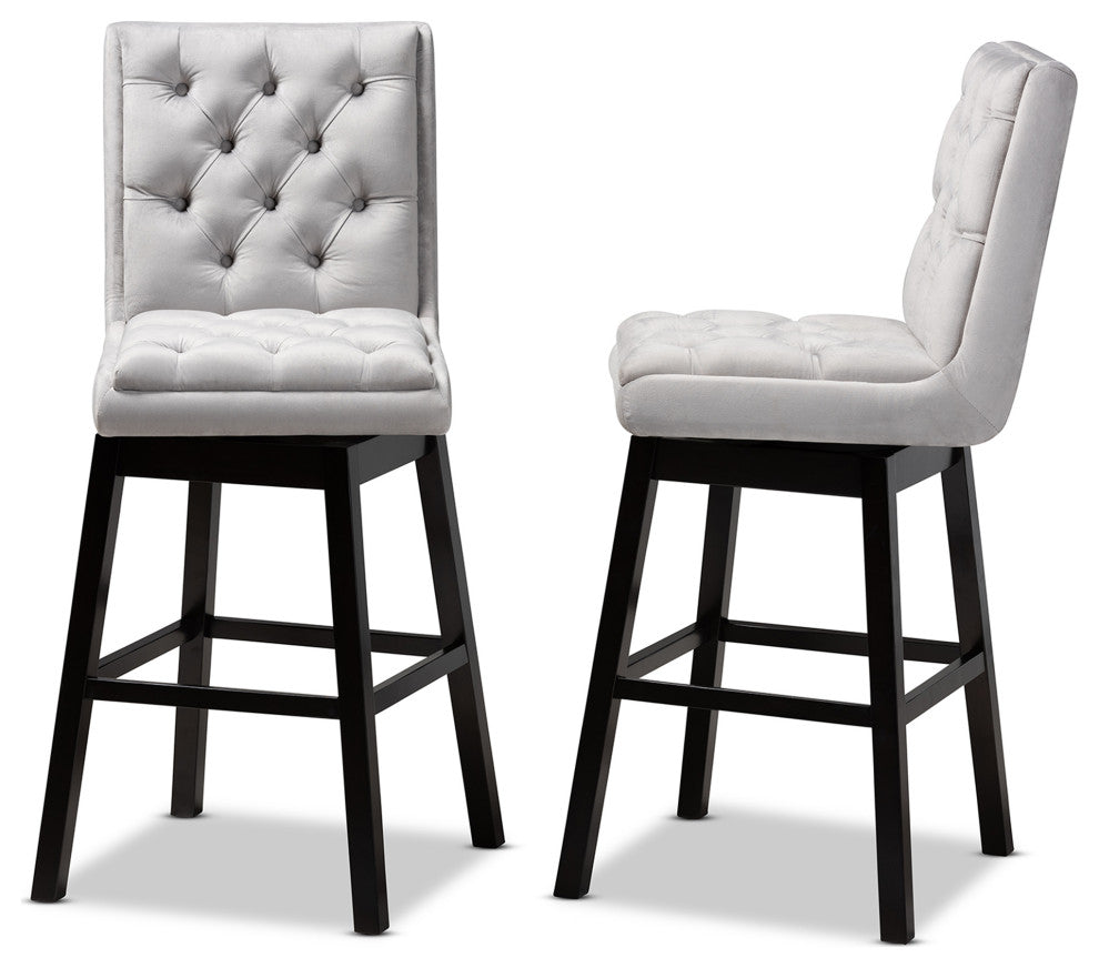 Hempstead Gray and Espresso Brown Finish 2-Piece Swivel Bar Stool Set