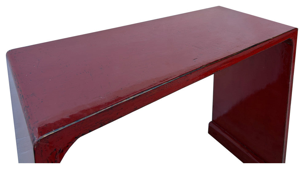 Gloss Brick Blood Red Lacquer Rectangular Console Foyer Side Table