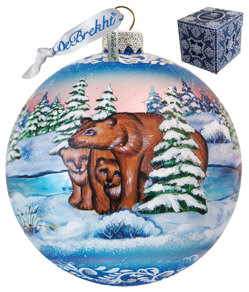 Hand Painted Scenic Glass Ornament Snowy Night Ball, Limited Edition