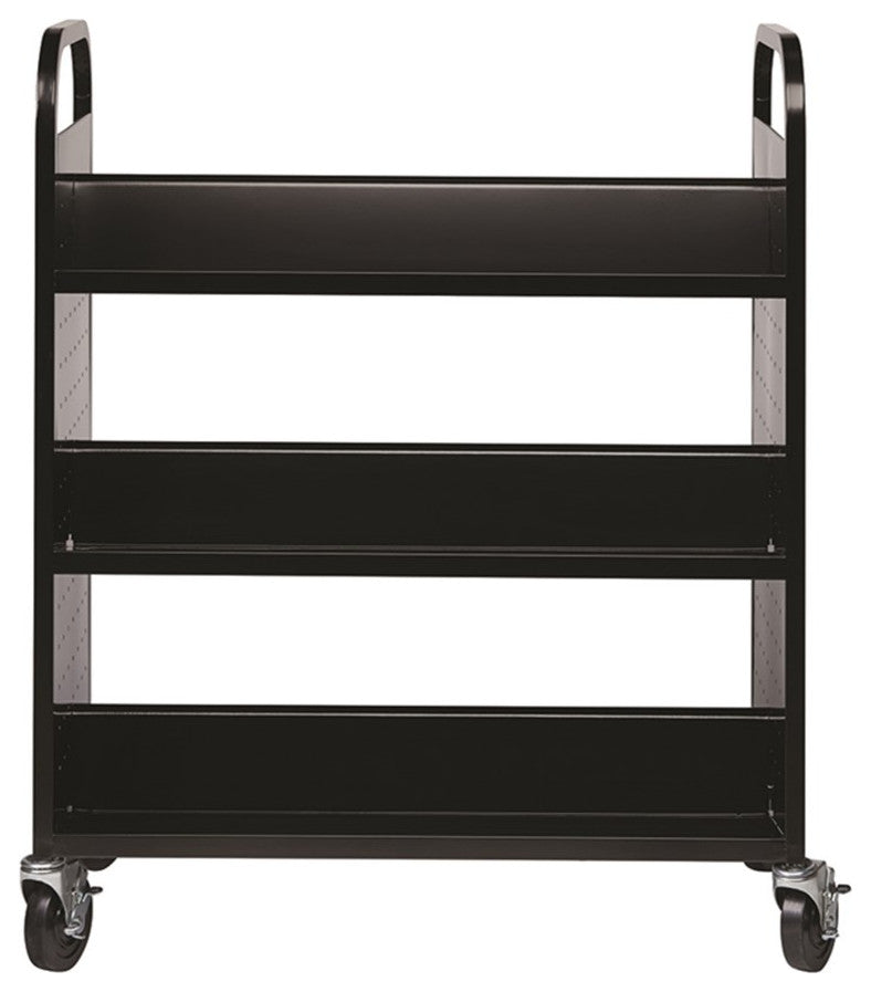 Hirsh Double-sided Mobile Metal 36" W x 7-1/2" D Book Cart Black