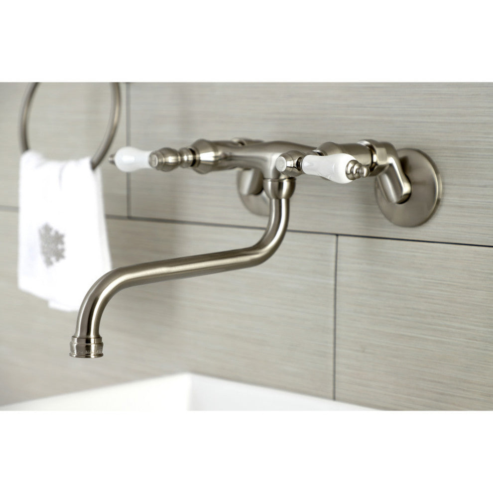 Kingston Brass KS515SN Wall Mount Bathroom Faucet, Brushed Nickel