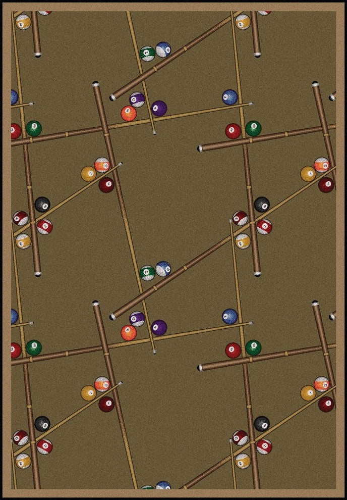 Games People Play Rug, Snookered, 5'4"x7'8", Dark Dust
