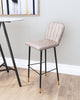 Bar Stool Chair, Set of 2, Faux Vinyl Leather, Steel, Gray, Black, Gold