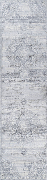 Modern Persian Moroccan Medallion Light Gray 2'x10' Runner Rug