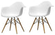 Set of 2 DAW Plastic Dining Armchair, Wood Eiffel Legs
