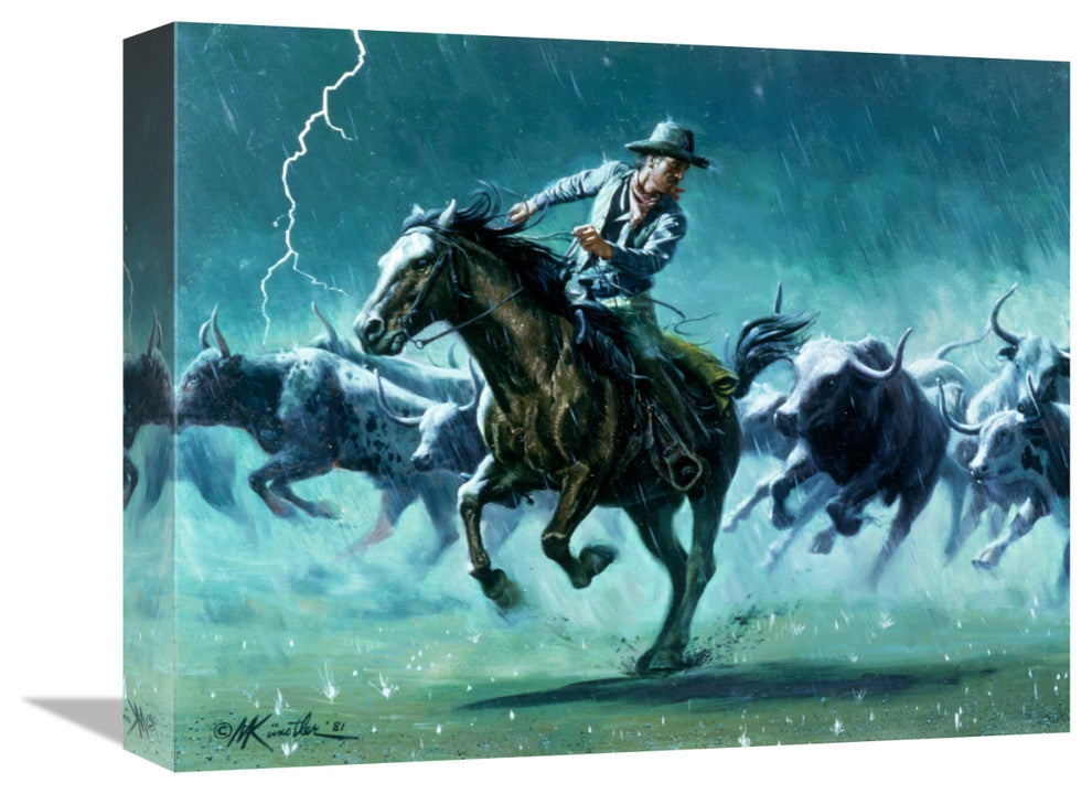"Lightning Stampede" Stretched Canvas Giclee by Mort Kunstler, 16"x13"