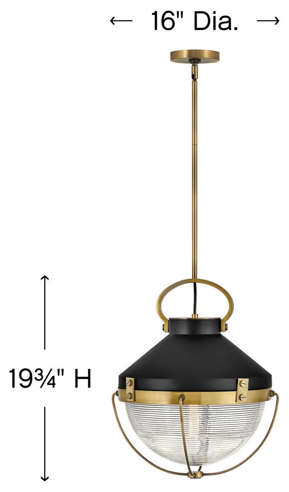 Hinkley Crew Large Pendant, Heritage Brass