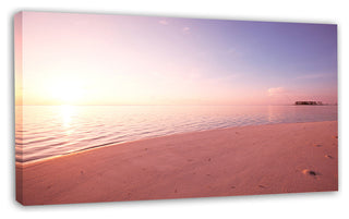 Serene Maldives Seashore At Sunset, Oversized Landscape Canvas Art, 32"x16"