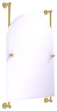 Carolina Arched Top Frameless Rail Mounted Mirror, Unlacquered Brass