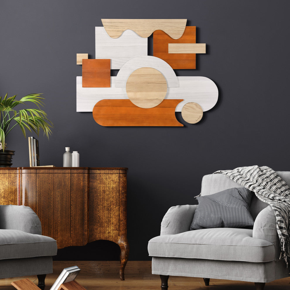 "Cinnamon Dreamscape" Hand Made Wood Abstracts Wall Art, Ap-104b-4030-08