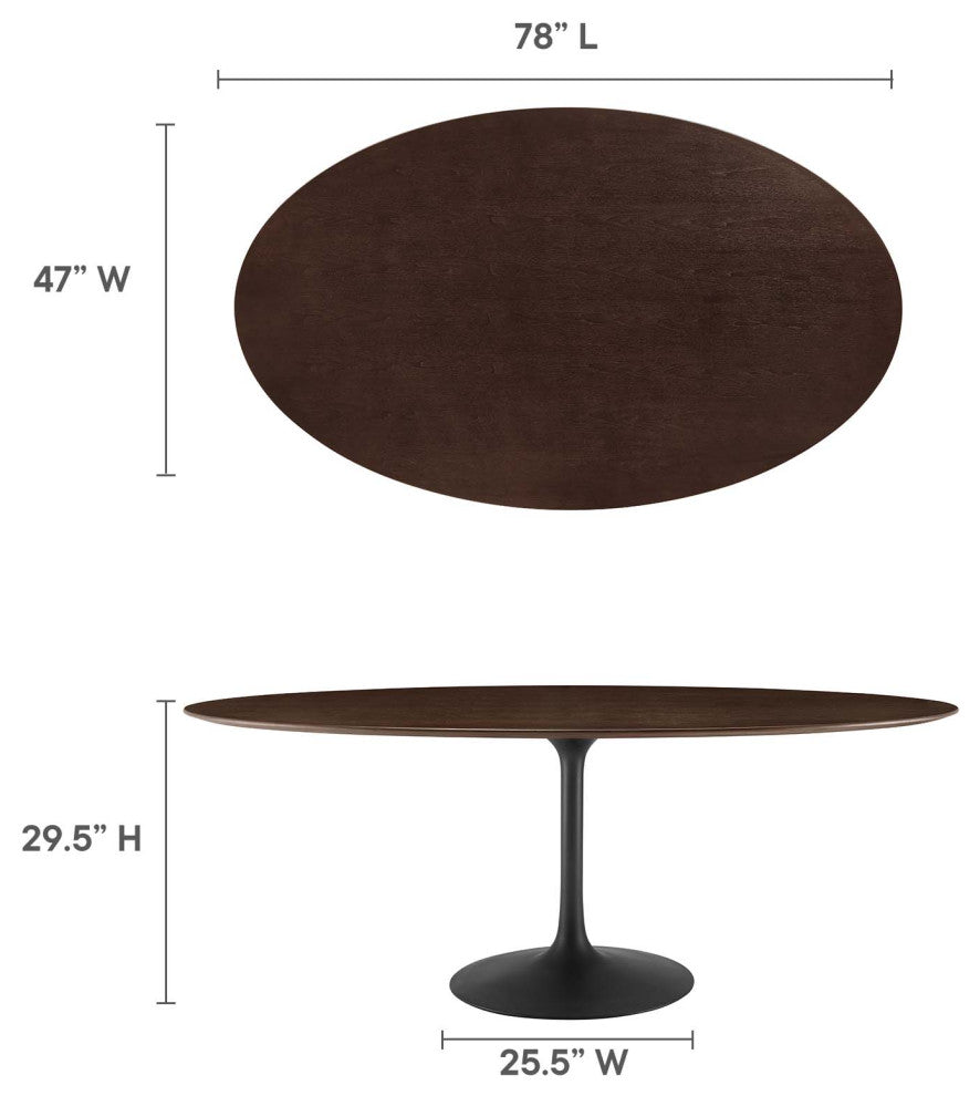 Tulip 78" Wood Oval Dining Table-Black Cherry Walnut