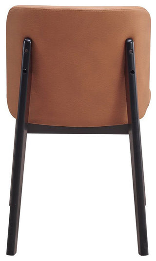 Set of 2 Upholstered Side Chairs in Camel and Black