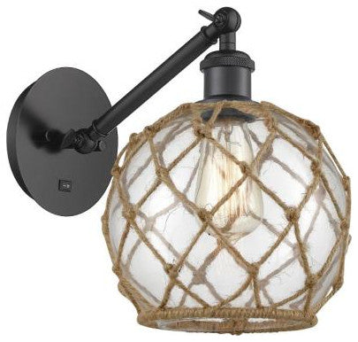 Innovations 317-1W-BK-G122-8RB 1-Light Sconce, Matte Black