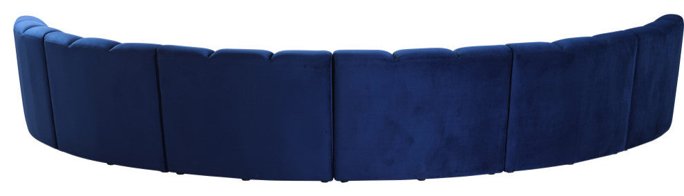 Infinity Channel Tufted Velvet Modular Chair, Navy, 6 Piece