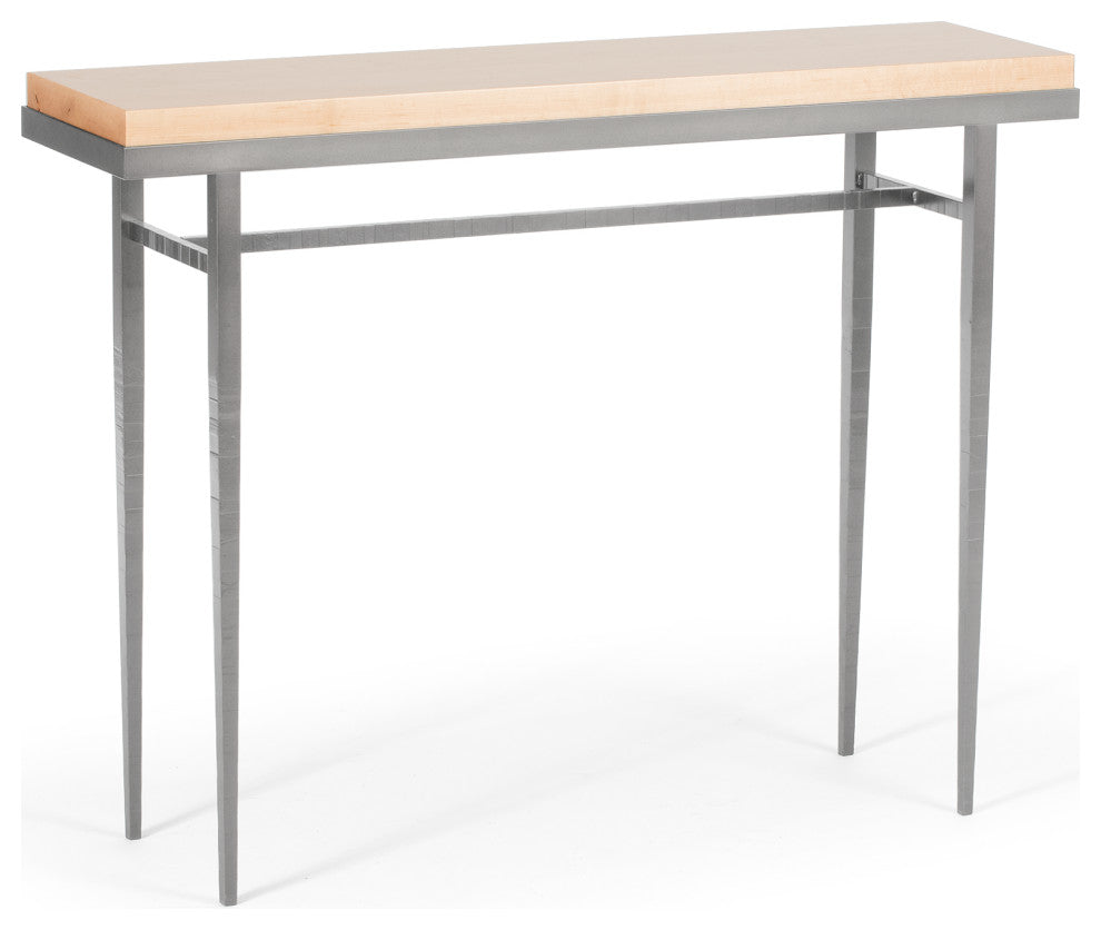 Wick 42" Console Table, Vintage Platinum Finish, Maple Natural Accents