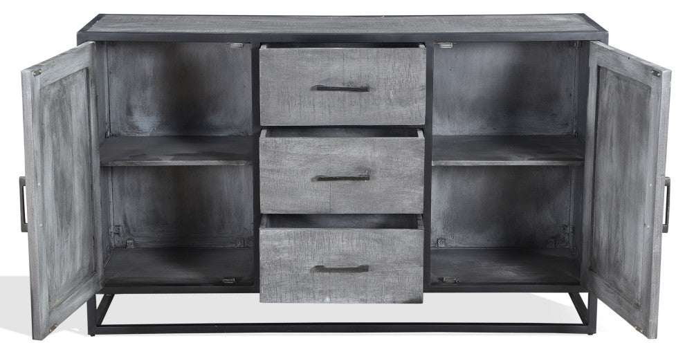 Raven Mango Wood Sideboard With Black Iron