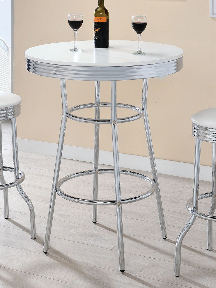 30" Round Bar Table, White