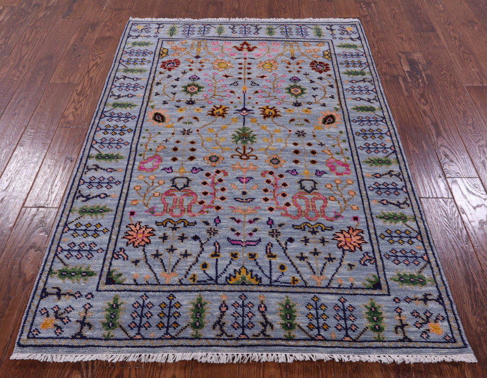 Turkish Oushak Hand-Knotted Wool Rug 4' 2" X 6' 1" - Q15334