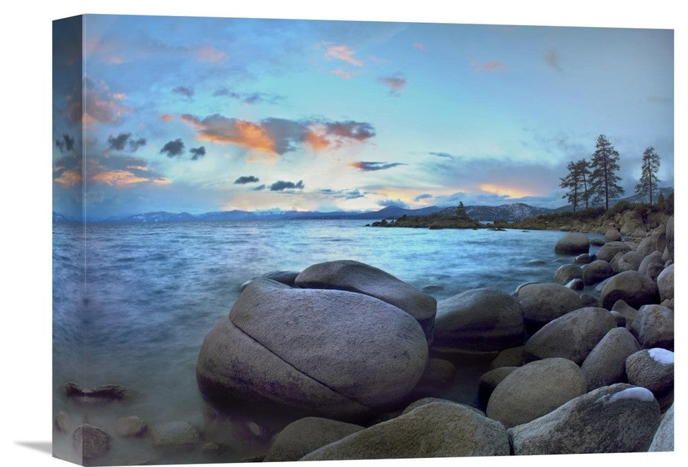 "Rocky Shoreline Along Hidden Beach, Lake Tahoe, Nevada" Artwork, 16" x 12"