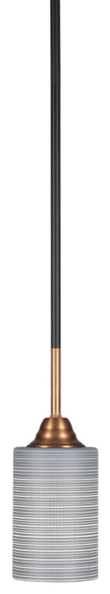 Paramount 1-Light Mini Pendant, Matte Black & Brass, 4" Gray Matrix Glass