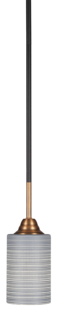 Paramount 1-Light Mini Pendant, Matte Black & Brass, 4" Gray Matrix Glass