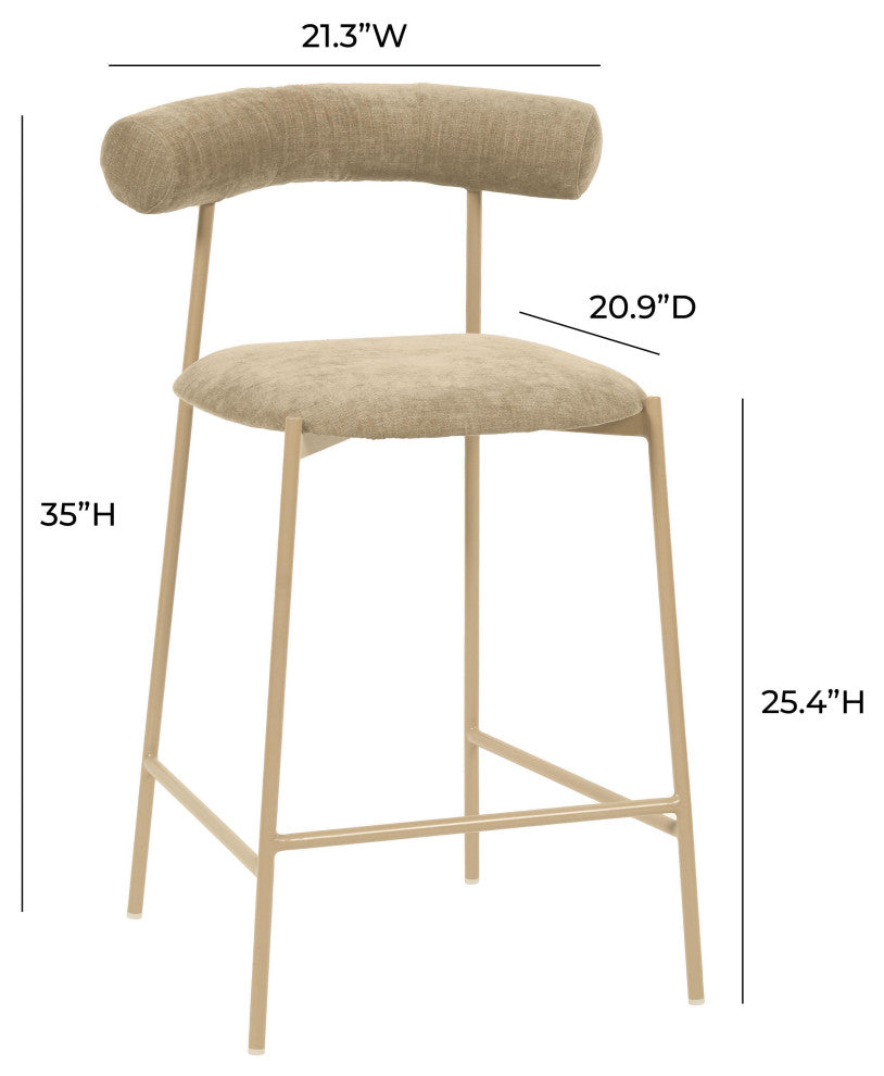 Liliana Taupe Velvet Counter Stool - Taupe