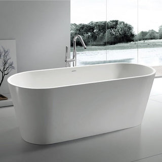 ADM Rounded Freestanding Bathtub, Glossy White, 66.9"