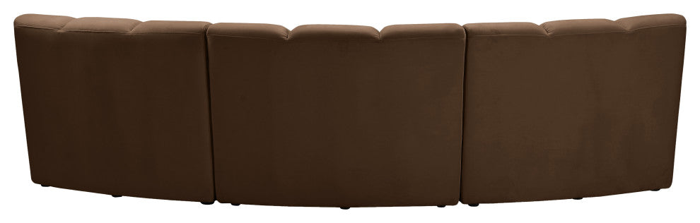 Infinity Channel Tufted Velvet Modular Chair, Brown, 3 Piece