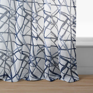 Matrix Printed Sheer Curtain Single Panel, Blue, 50"x96"