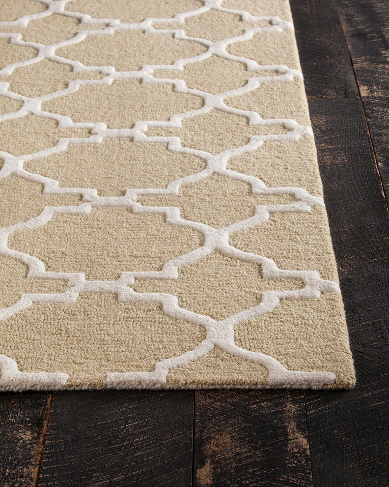 Davin Contemporary Area Rug, Yellow and Cream, 5'x7'