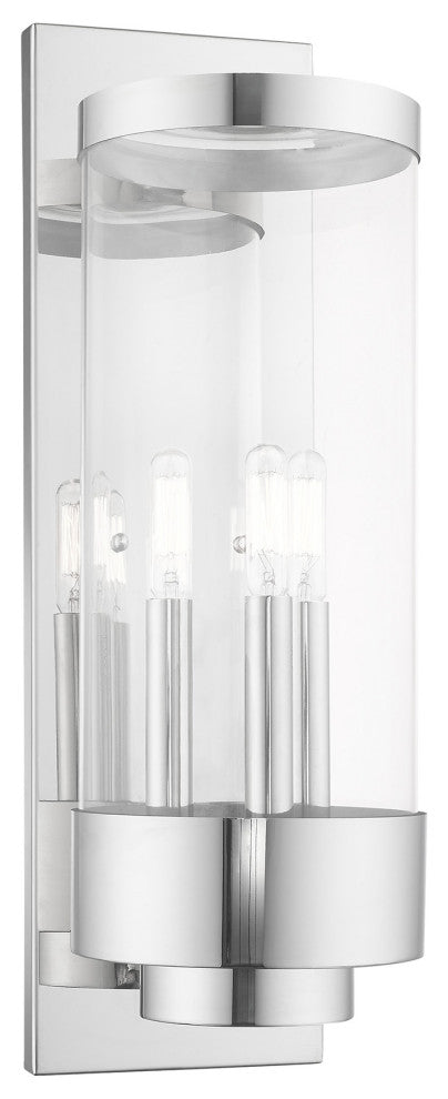 Livex Lighting Hillcrest 3 Light Polished Chrome Large Outdoor Wall Lantern