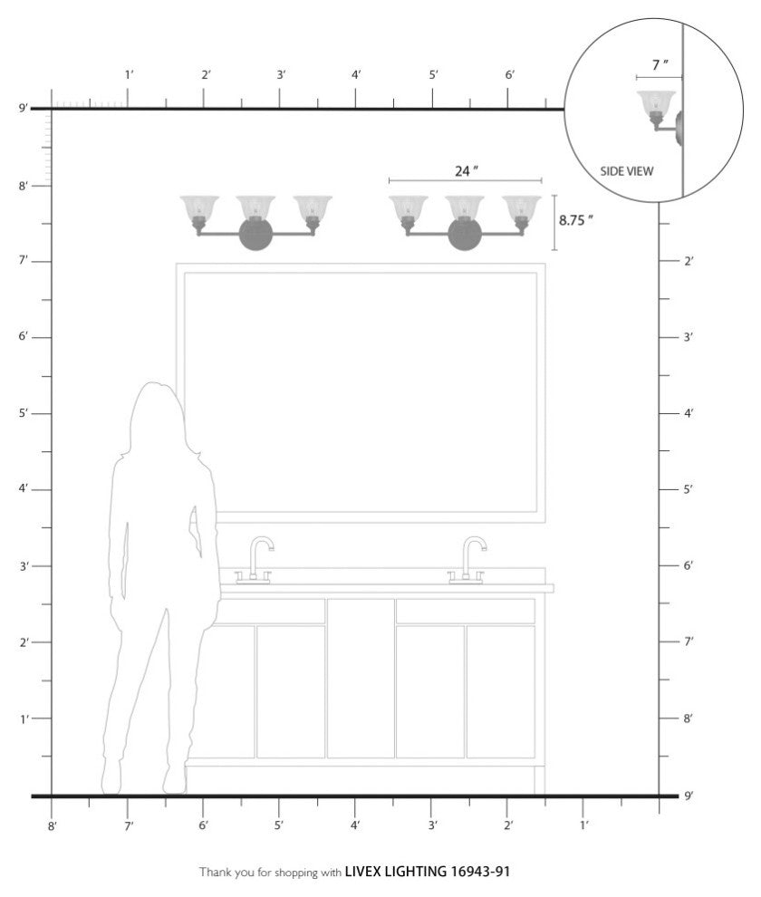 Moreland 3 Light Brushed Nickel Vanity Sconce