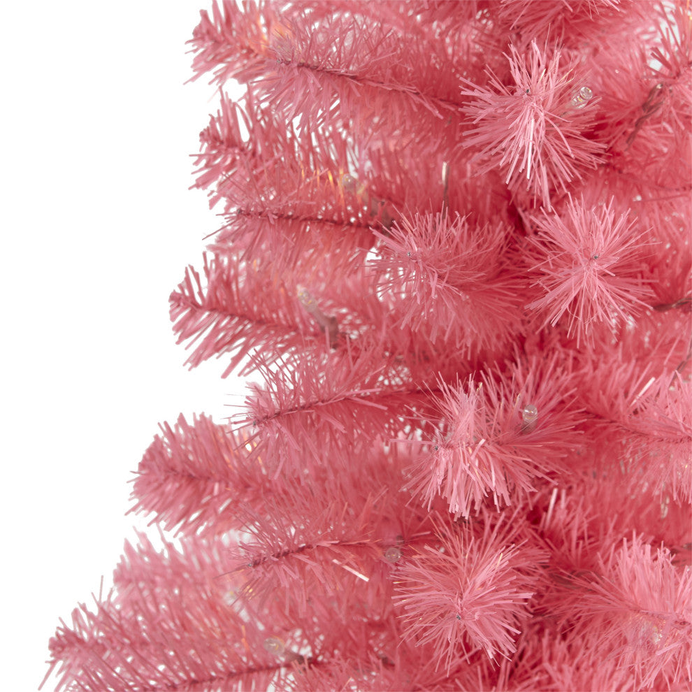 2' Pink Artificial Christmas Tree With 35 LED Lights and 72 Bendable Branches