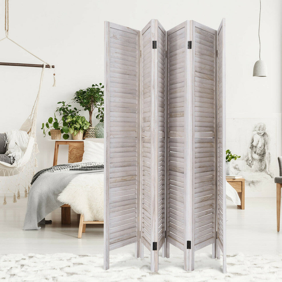 Costway 6 Panel Room Divider Furniture Classic Venetian Wooden Slat Home