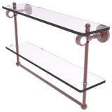 Pacific Grove 22" Double Glass Shelf with Towel Bar, Antique Copper