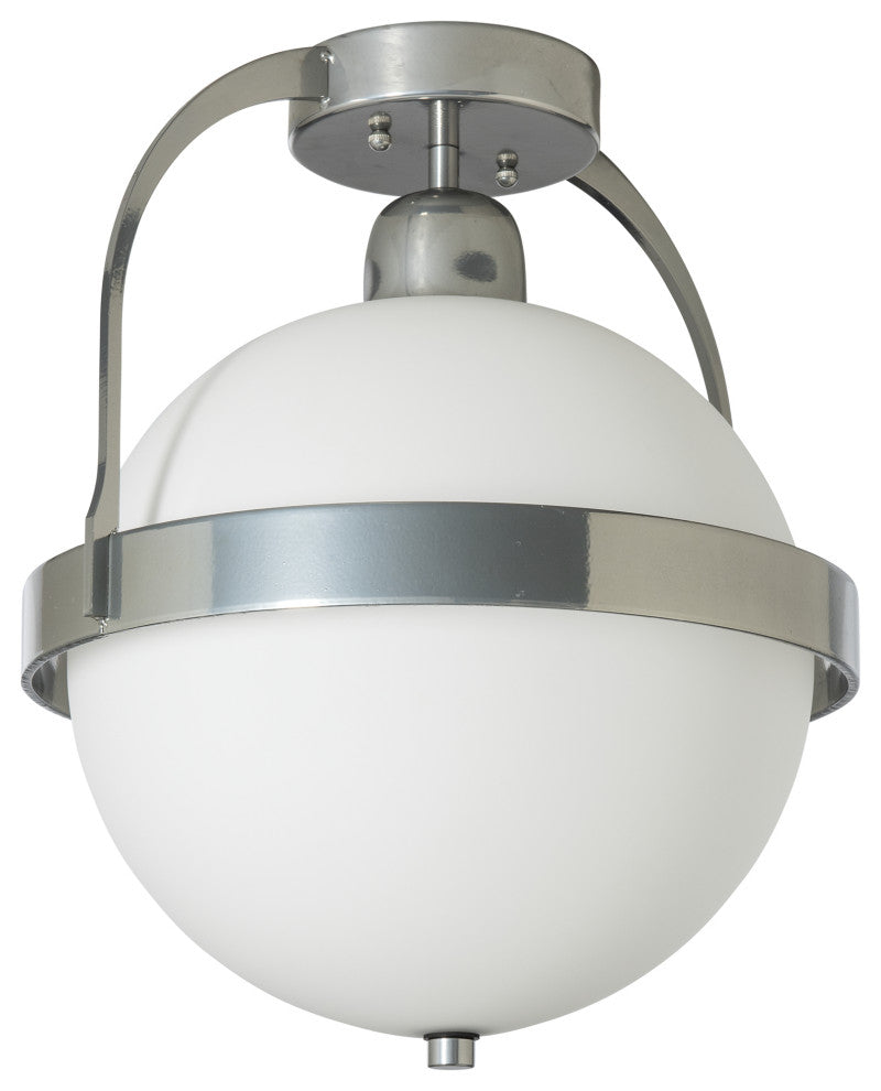 Atlas Semi-Flush, Sterling Finish, Opal Glass