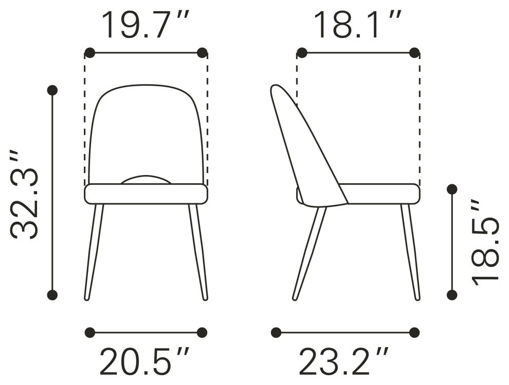 Teddy Dining Chair, Set of 2 Gray