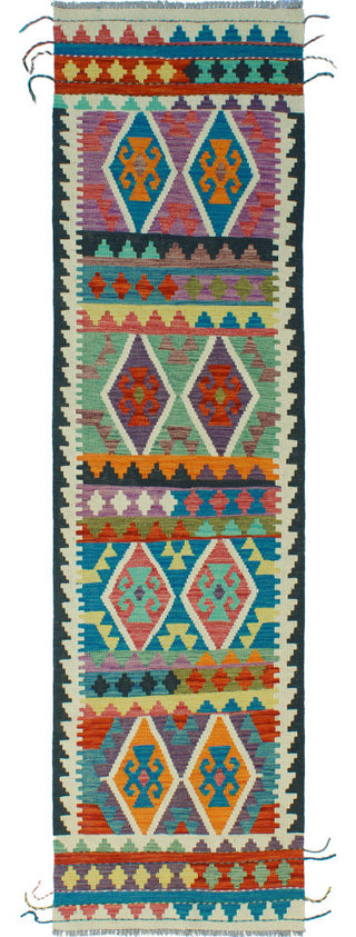 Flatweave Rutherfo Black/Ivory Runner, 2'7x9'6