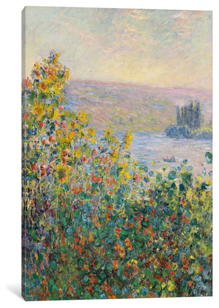 "Flower Beds At Vetheuil" Wrapped Canvas Art Print, 40x26x1.5