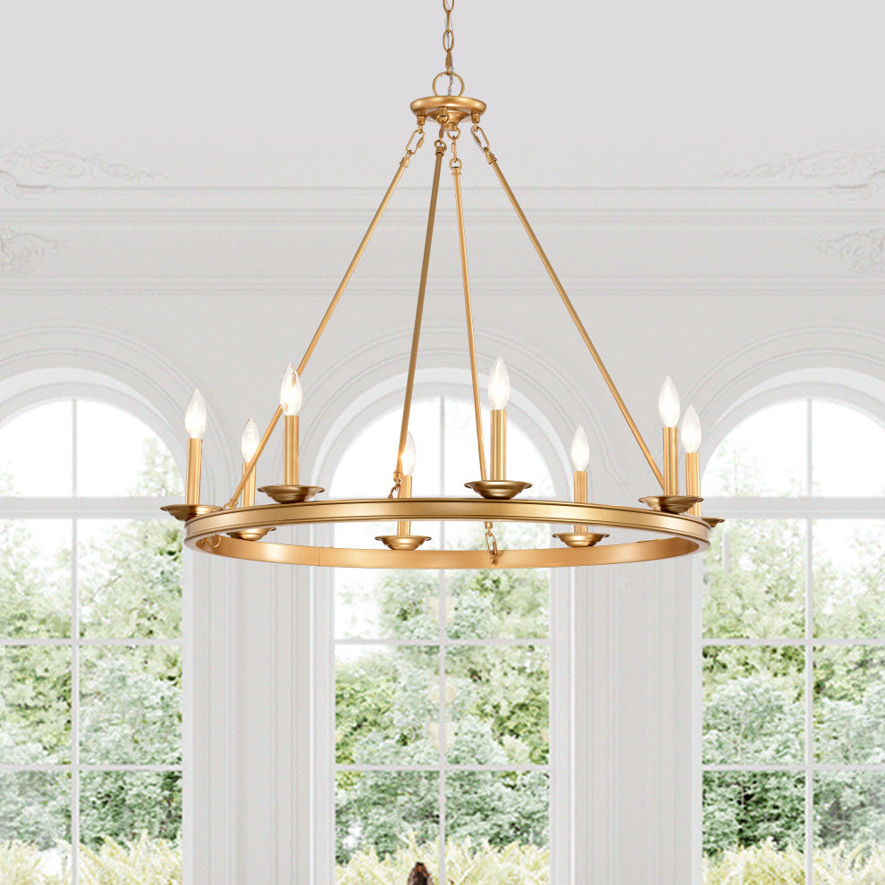 Mia 8-Light Metal Round Chandelier, Glossy Bronze