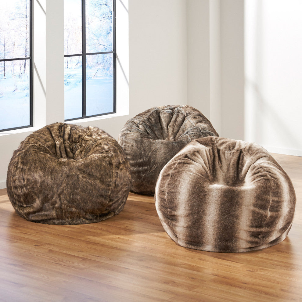 GDF Studio Meridian Ash White Fabric Bean Bag with Polyurethane Foam Filling