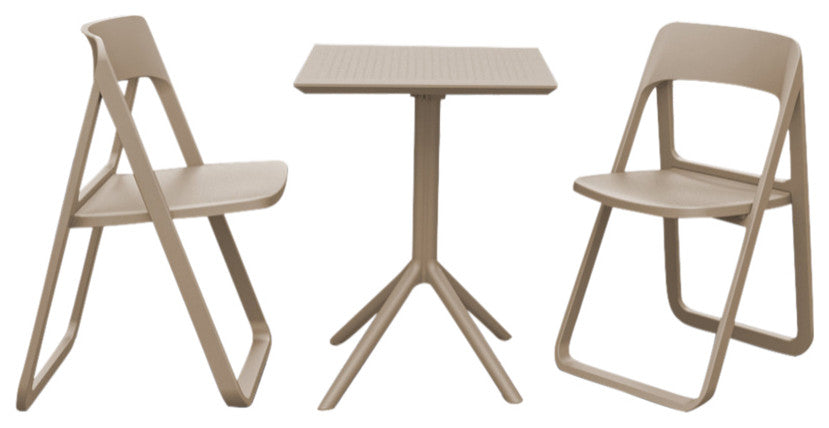 Dream Folding Outdoor Bistro Set With 2 Chairs Taupe